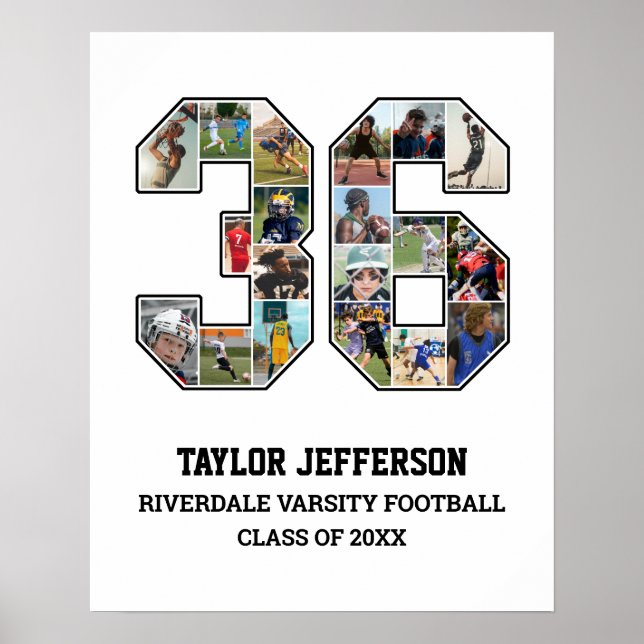 Player Number 36 Senior Sports Team Photo Collage Poster (Front)