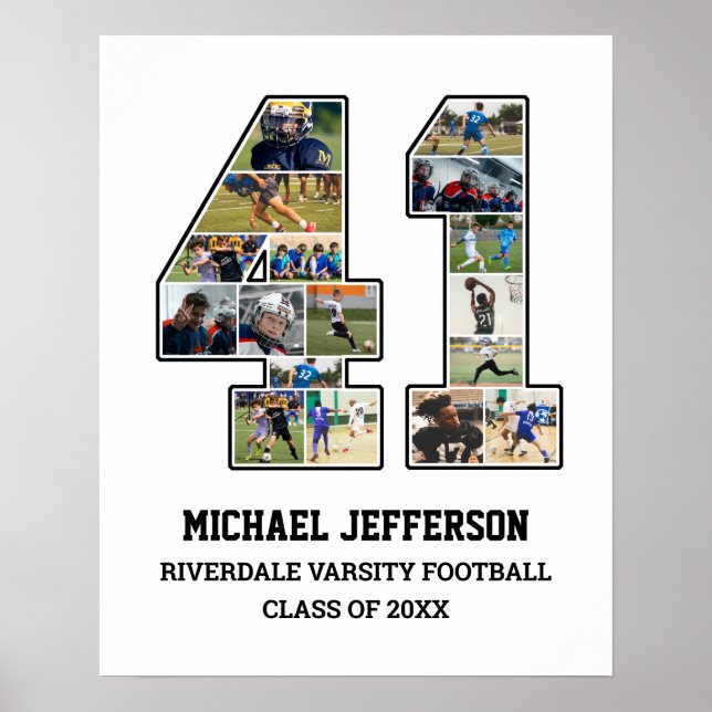 Player Number 41 Senior Sports Team Photo Collage Poster (Front)
