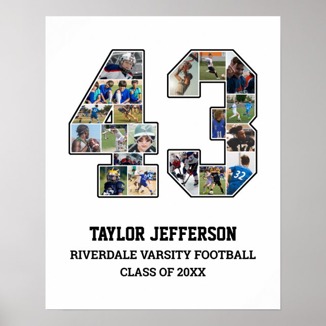 Player Number 43 Senior Sports Team Photo Collage Poster (Front)