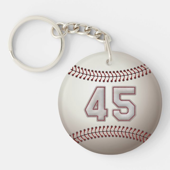 Player Number 45 - Cool Baseball Stitches Key Ring (Front)