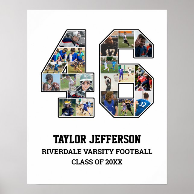 Player Number 46 Senior Sports Team Photo Collage Poster (Front)