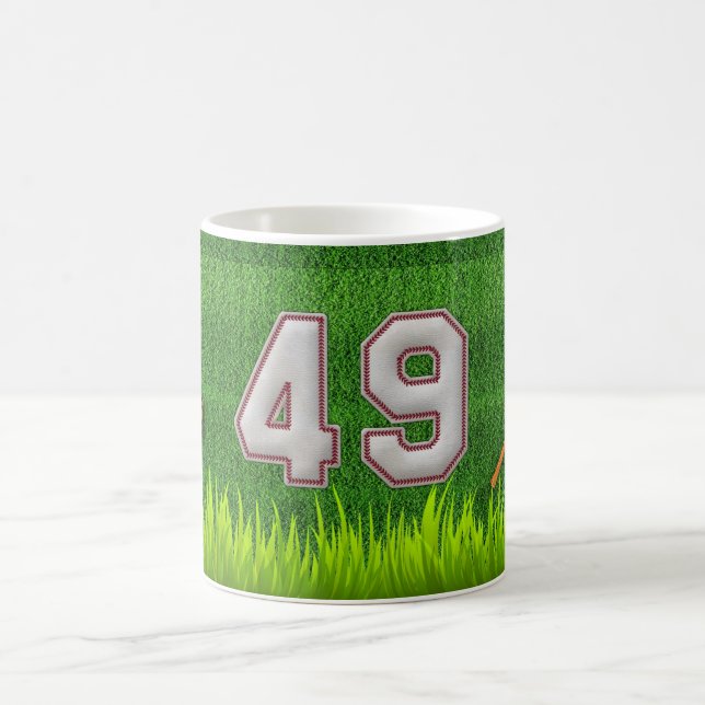 Player Number 49 - Cool Baseball Stitches Coffee Mug (Center)
