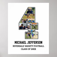 Player Number 4 Senior Sports Team Photo Collage