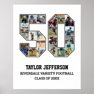 Player Number 50 Senior Sports Team Photo Collage Poster