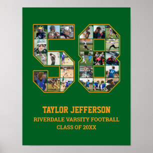 Player Number 58 Senior Sports Team Photo Collage Poster