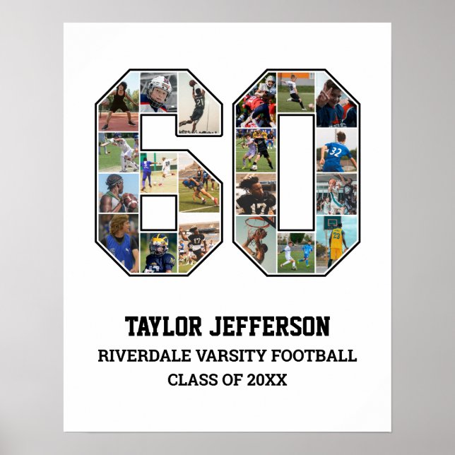 Player Number 60 Senior Sports Team Photo Collage Poster (Front)