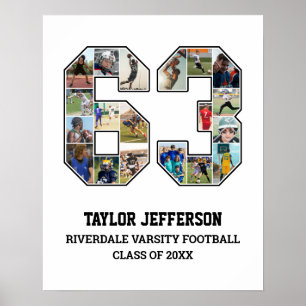 Player Number 63 Senior Sports Team Photo Collage Poster