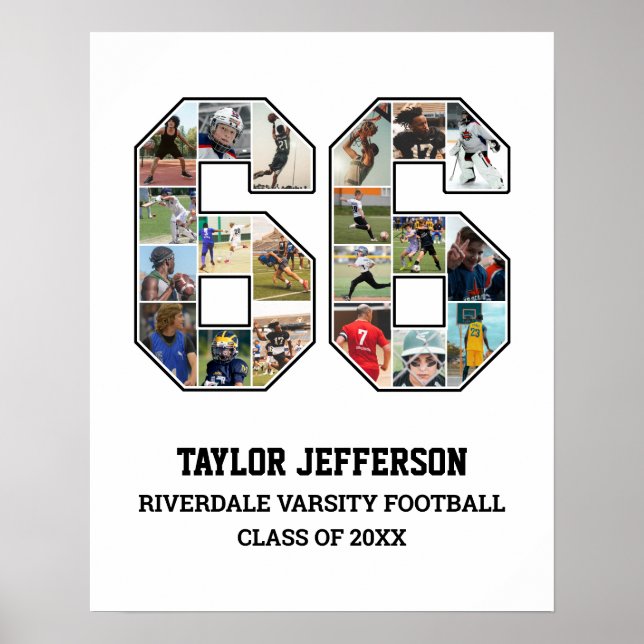Player Number 66 Senior Sports Team Photo Collage Poster (Front)