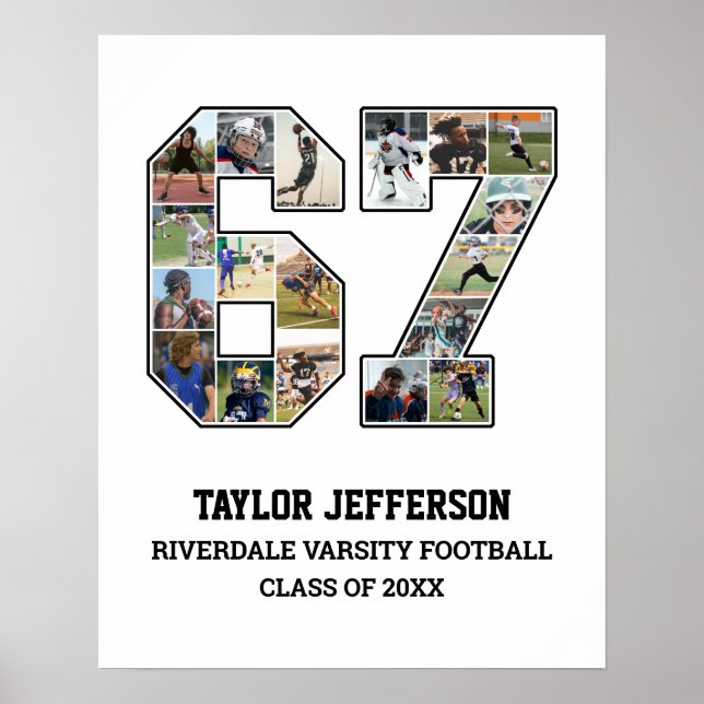 Player Number 67 Senior Sports Team Photo Collage Poster (Front)