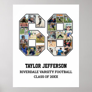 Player Number 68 Senior Sports Team Photo Collage Poster