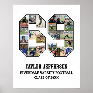 Player Number 69 Senior Sports Team Photo Collage Poster