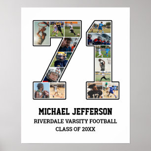 Player Number 71 Senior Sports Team Photo Collage Poster