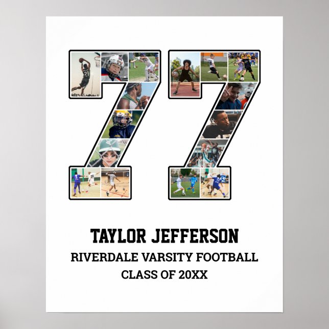Player Number 77 Senior Sports Team Photo Collage Poster (Front)