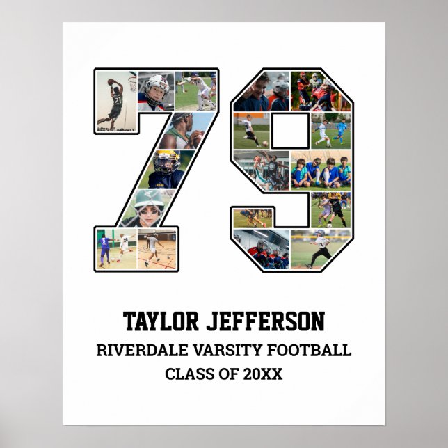 Player Number 79 Senior Sports Team Photo Collage Poster (Front)