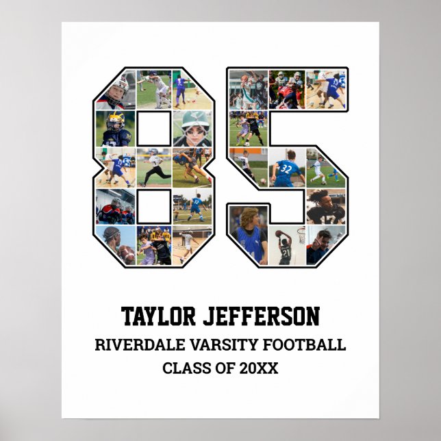 Player Number 85 Senior Sports Team Photo Collage Poster (Front)