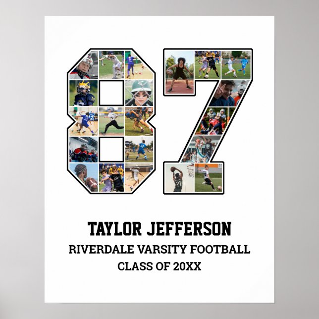 Player Number 87 Senior Sports Team Photo Collage Poster (Front)