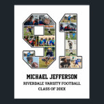 Player Number 91 Senior Sports Team Photo Collage Poster<br><div class="desc">Personalised photo collage for player number 91. This customisable photo gift is perfect for senior night, sports award banquet or birthday gift for your athlete son, daughter or student. It's a great way to display precious moments and memories from their sports games. The poster features a collage of photos, and...</div>