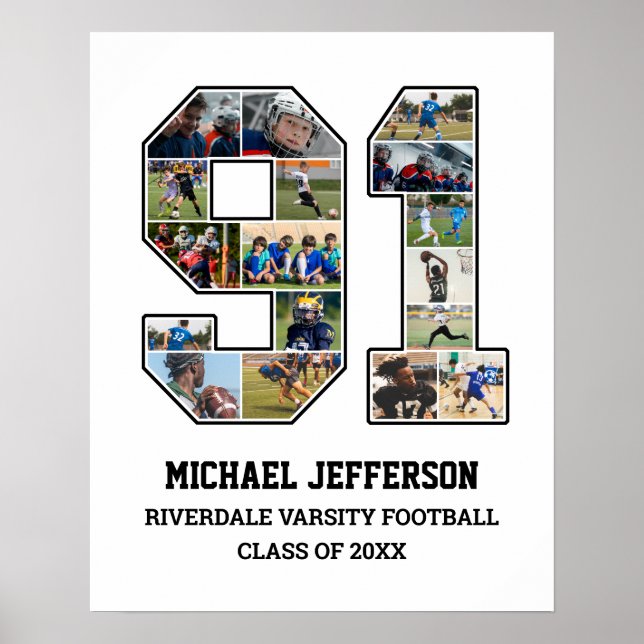 Player Number 91 Senior Sports Team Photo Collage Poster (Front)