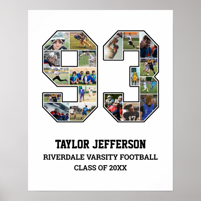 Player Number 93 Senior Sports Team Photo Collage Poster (Front)