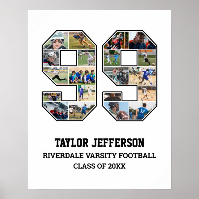 Player Number 99 Senior Sports Team Photo Collage Poster (Front)