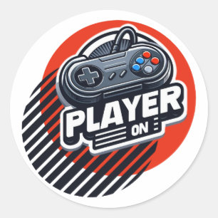 Player On Classic Round Sticker