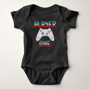 Player One Video Game Themed Father's Day Black Baby Bodysuit