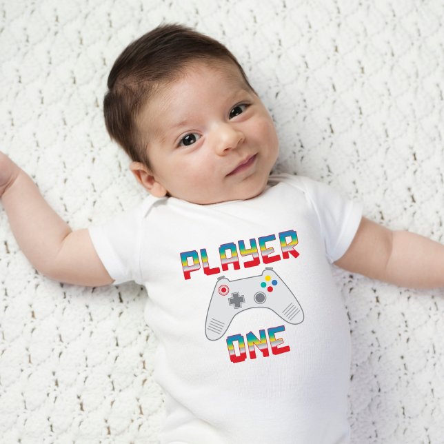 Player One Video Game Themed Father's Day White Baby Bodysuit (Creator Uploaded)