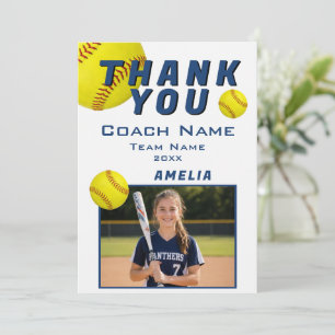 Player Photo Team Sports Softball Coach Thank You Card