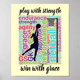 Player Positions and Inspirational Netball Quote Poster