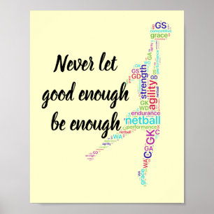 Player Positions and Motivational Netball Quote Poster