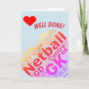 Player Positions Heart Design Well Done Netball Card