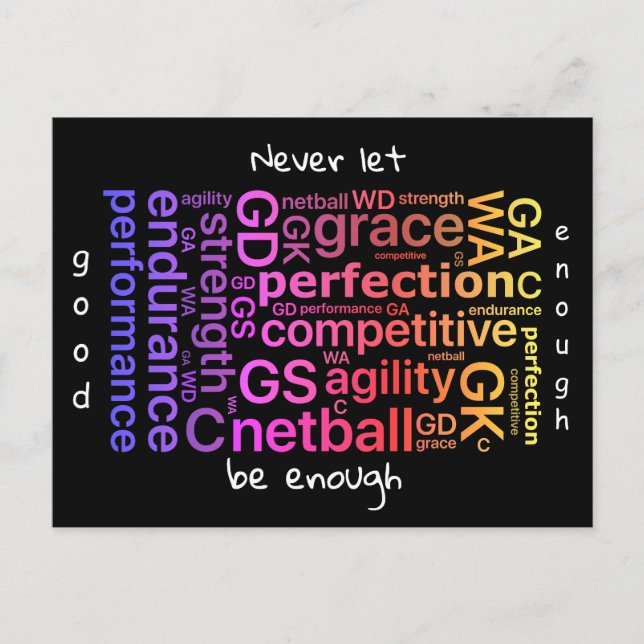 Player Positions Inspirational Netball Quote Postcard (Front)