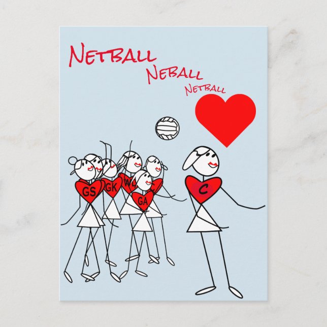 Player Positions Love Netball Centre Clipart  Postcard (Front)