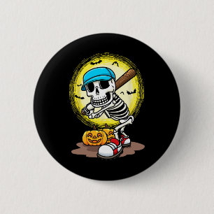 Player Skeleton Softball Halloween Kids Boys 6 Cm Round Badge