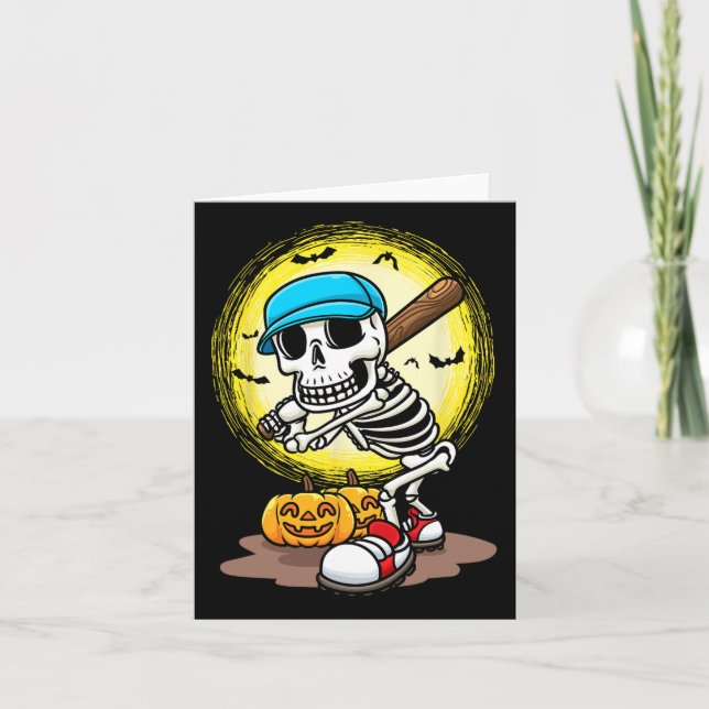 Player Skeleton Softball Halloween Kids Boys  Card (Front)