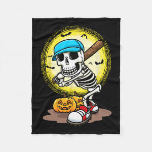 Player Skeleton Softball Halloween Kids Boys  Fleece Blanket
