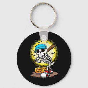 Player Skeleton Softball Halloween Kids Boys  Key Ring