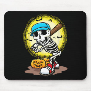 Player Skeleton Softball Halloween Kids Boys Mouse Pad