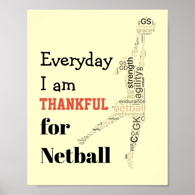 Player Word Art Motivational Netball Quote Poster (Front)