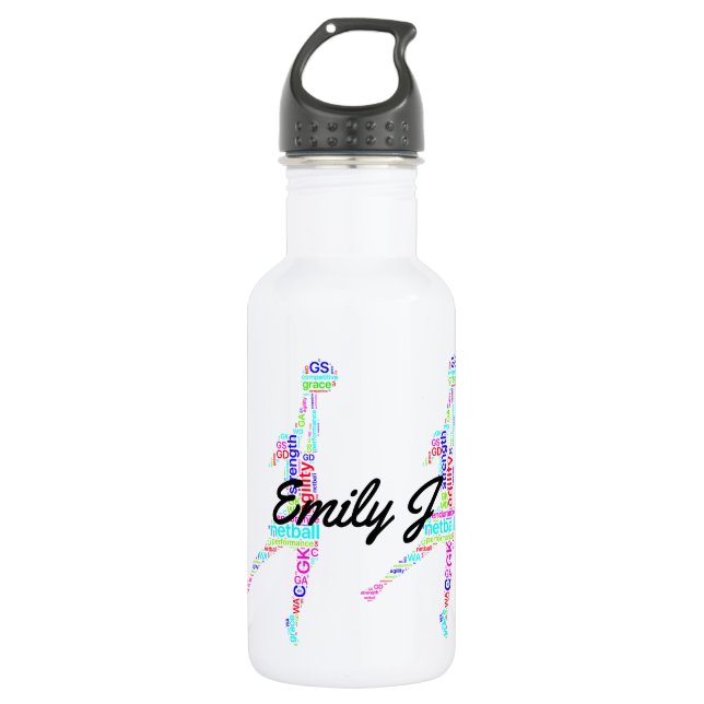 Player Word Art Personalised Netball 532 Ml Water Bottle (Front)