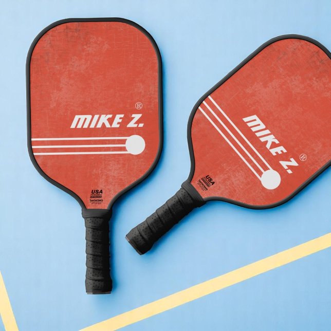Player's Name on Aged Orange-Red Pickleball Paddle (Creator Uploaded)