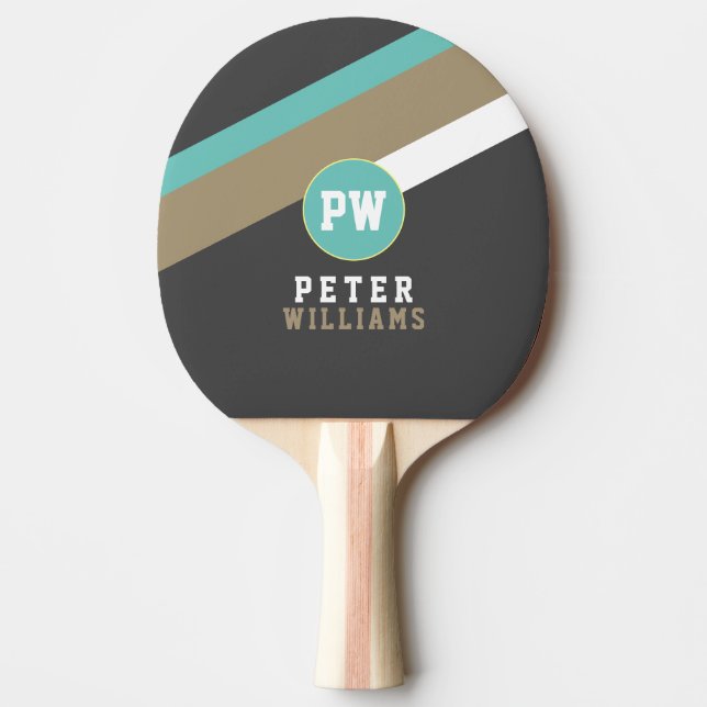 Player's Name with Stripes Dark Grey  Ping Pong Paddle (Front)