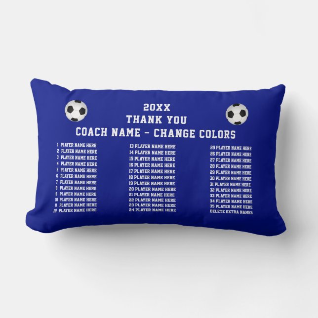 Player's Names Great Gift Ideas for Soccer Coaches Lumbar Cushion (Front)