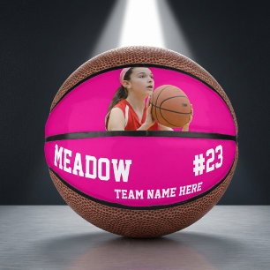 Players Photo Girls Pink Mini Kids Basketball