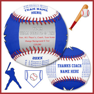 Players, Team, Coach Names Personalised Baseball