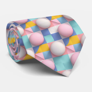 Playful 3D Pastel Spheres and Geometric Pattern Tie
