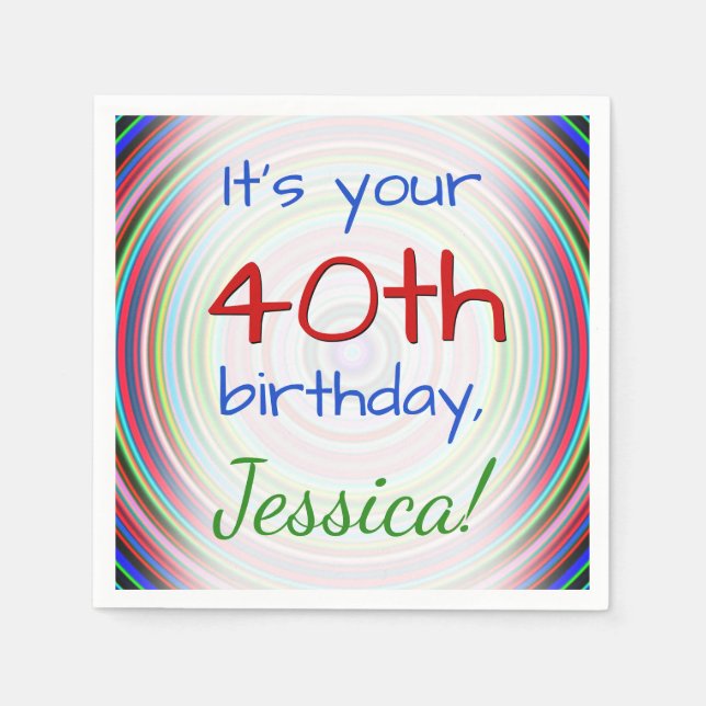 Playful 40th Birthday Paper Napkins (Front)