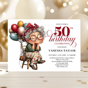 Playful 50 lady design funny birthday party invite