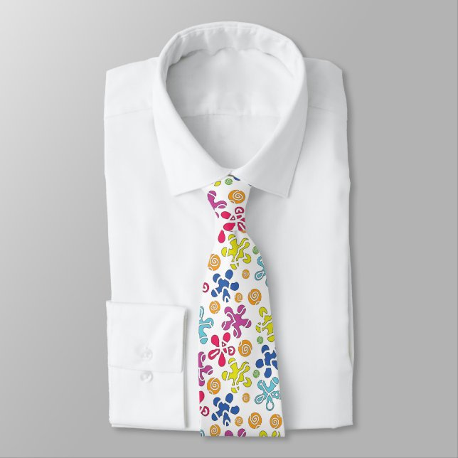 Playful Abstract Doodle Shapes Tie (Tied)