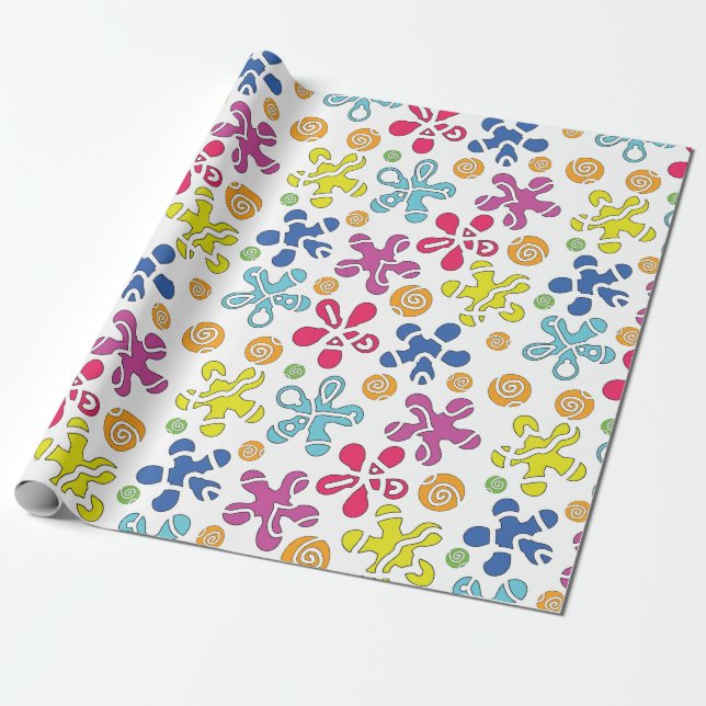 Playful Abstract Doodle Shapes Wrapping Paper (Unrolled)